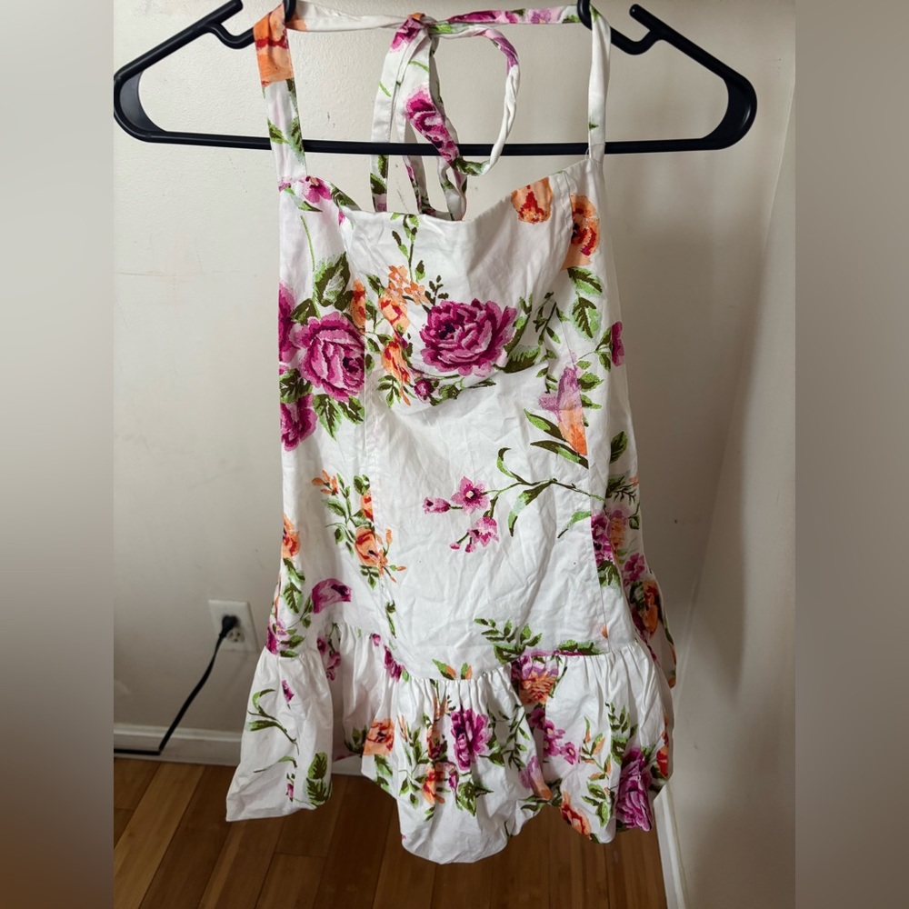 Olivaceous Floral White Dress